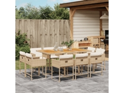 Juego de comedor de jardín de 11 piezas con cojines de mimbre beige de DKD Home Decor