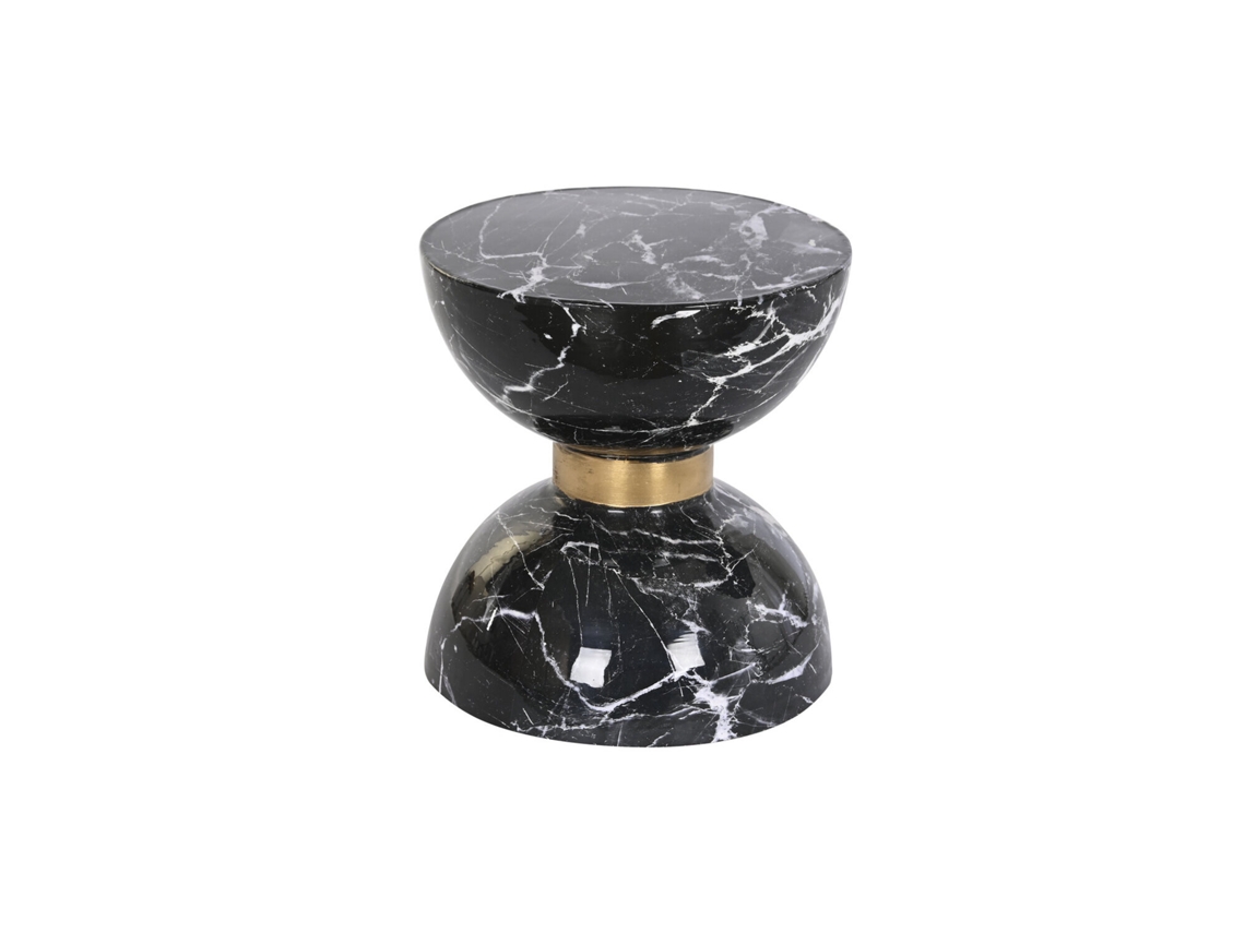 Mesita Auxiliar Hierro Simil Marmol Negro 33x33x35cm