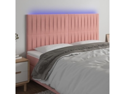 Cabecero Con Luces Led Terciopelo Rosa 180x5x118/128 Cm