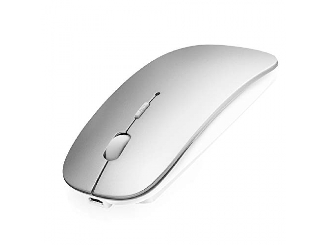 Ratón Bluetooth Para Computadora Portátil/Ipad/Iphone/Mac (Ios13.1.2 Y Superior)/Pc Android, Ratón Inalámbrico Delgado Ratones Silenciosos Recargables Usb Para Windows/Linux/Notebook/Mac/Macbook Air, Bluetooth4.0 Silver St-001 SIURN