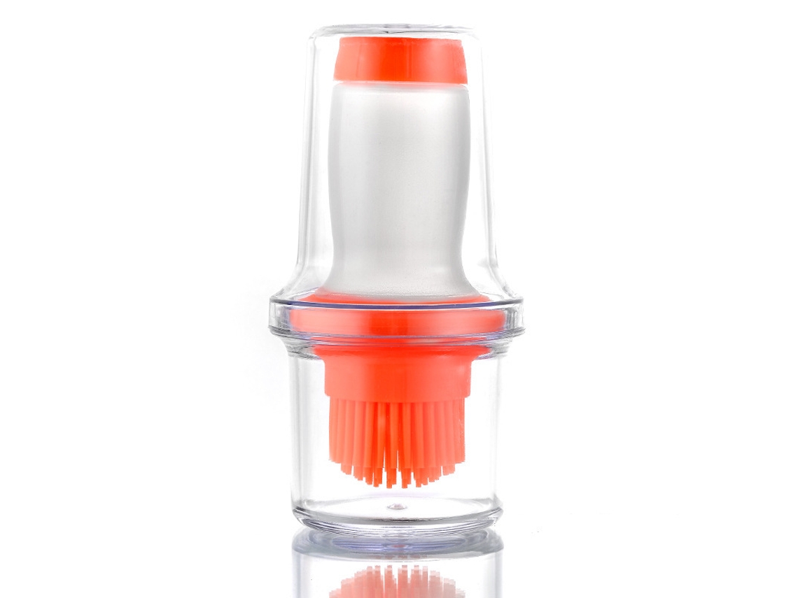 (naranja) Cepillo Para Botellas De Aceite, Recipiente De Vidrio De Silicona, Jarra De Bomba De Aceite De Oliva Para Cocina, Pulverizador De Vinagre