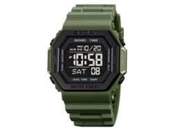 Reloj digital de estilo militar para hombre con temporizador de cuenta regresiva, pantalla retroiluminada y alarma. Resistente al agua hasta 5 bares.