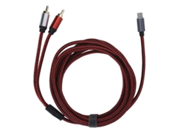 Cabo De Áudio Type-c Macho Para 2rca Macho Com Platina De Ouro Para Celular Tablet Laptop 3m