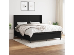 Cama Box Spring Con Colchón Tela Negro 180x200 Cm
