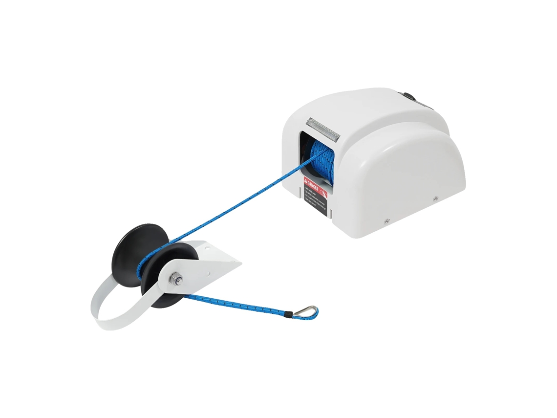 Cabrestante eléctrico con ancla, control remoto, cuerda de 30 m, blanco (OEM)