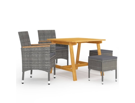 Conjunto 5 Juego de comedor de jardín de VIDAXL gris