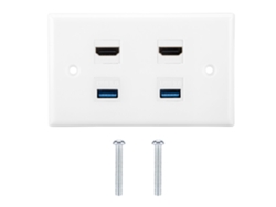 Cubierta De Acoplador Hdmi De 2 Puertos Usb 3.0 Para Audio Y Video, Placa De Pared Para Hdtv