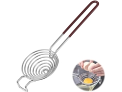 Separador de huevos de acero inoxidable, espiral maleable, apto para uso alimentario, herramienta esencial para una cocina saludable.