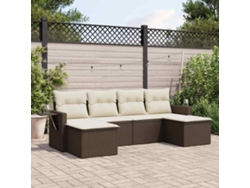 Conjunto de sofá de jardín de 6 piezas con cojines de mimbre sintético marrón de DKD Home Decor