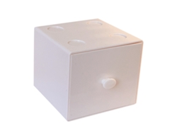 Caja De Almacenamiento Cuadrada De Plástico Apilable Con Cajón, Color Blanco, Para Oficina Y Hogar.