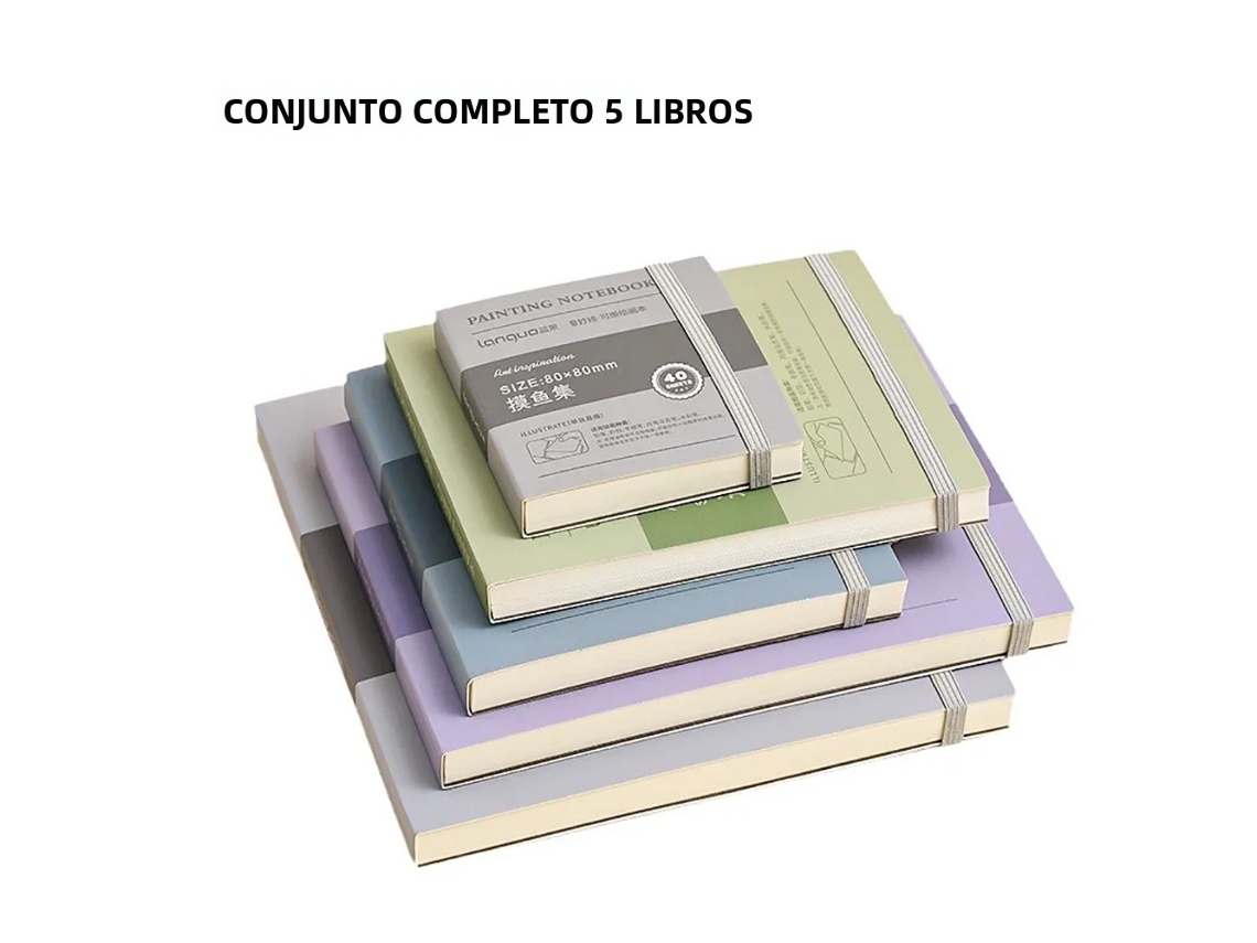 Set de 5 mini cuadernos de dibujo con papel de 250 g/m² y 40 páginas cada uno.