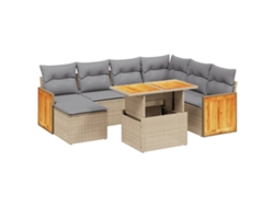 Maison Exclusive - Juego De Sofás De Jardín Con Cojines Beige 8 Pzas Ratán Pe
