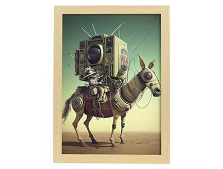 NACNIC Poster Burro Moderno En Estilo Surrealismo Cinematográfico Ilustraciones Y Grabados De Historieta Abstracta Y Artística A3 Marcos Madera