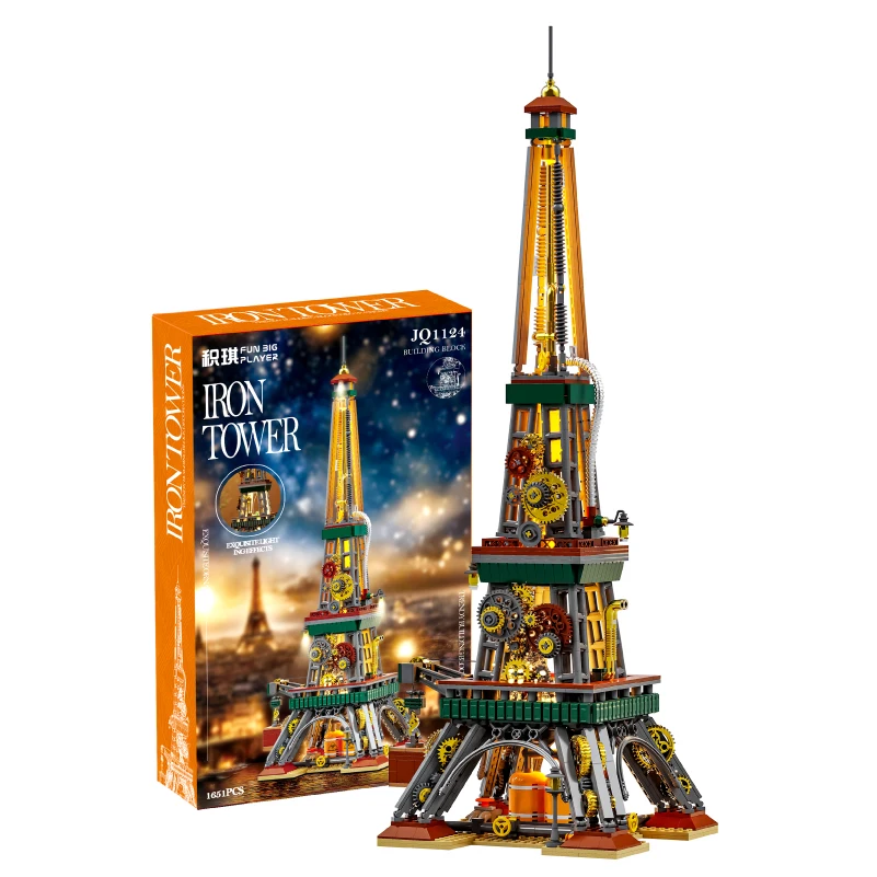 Bloques de construcción de la Torre Eiffel, modelo 1651, con luces, juguete para adultos y niños.