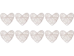 Juego 10 Bolas Decorativas Ratán Blancas Forma Corazón Ligeras Colgantes Ideales Decoración Bodas Creativa