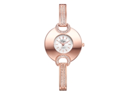 Reloj De Pulsera Analógico Para Mujer En Oro Rosa Con Cristales Y Brazalete De Aleación.