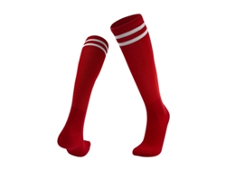 Calcetines de fútbol MDUG a rayas, antideslizantes y transpirables, en color rojo y blanco.