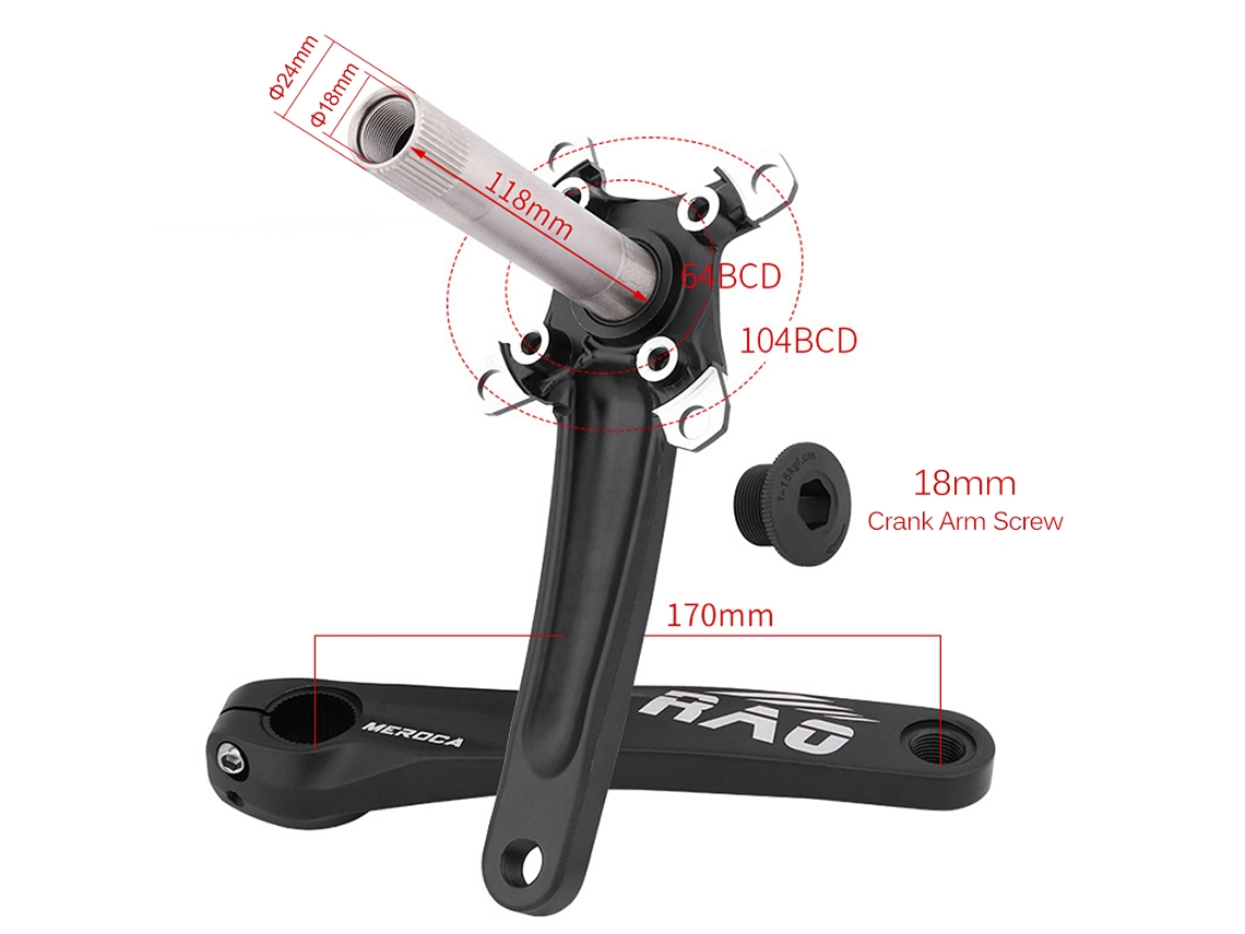 Kit De Bielas Para Bicicleta De Montaña De 170 Mm, 104 Bcd, Aluminio, 8-12 Velocidades, Con Desviador Inferior De Un Solo Plato.