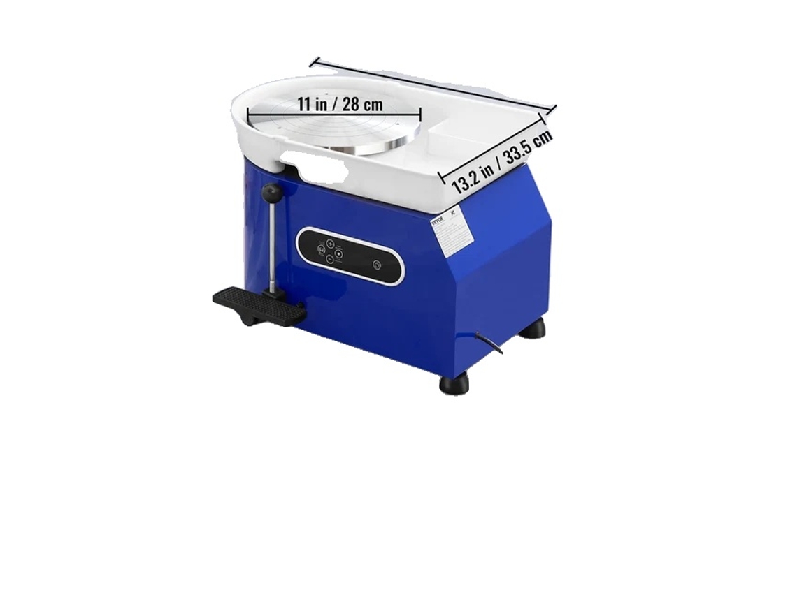 Torno de cerámica, control de velocidad ajustable, control de pedal, 450 W, 8 kg, azul OEM