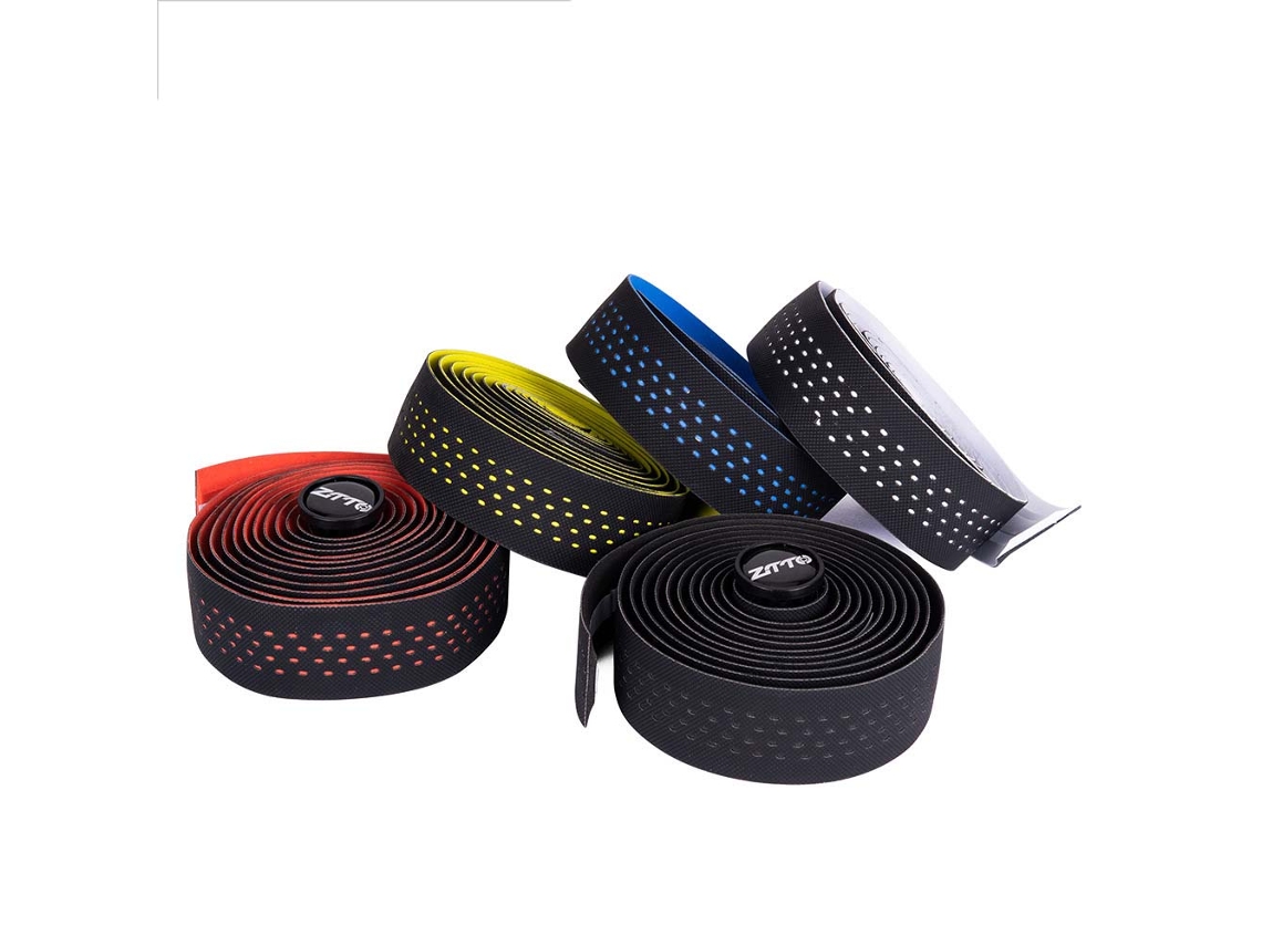 Fita De Guidão De Bicicleta Ztto Anti-vibração Cork Eva Pu Soft Breathable Com 2 Plugues Para Bike De Estrada