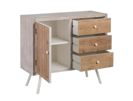 Aparador BIGBUY HOME con cajones COUNTRY 90 x 35 x 80 cm Madera de abeto blanco natural MDF
