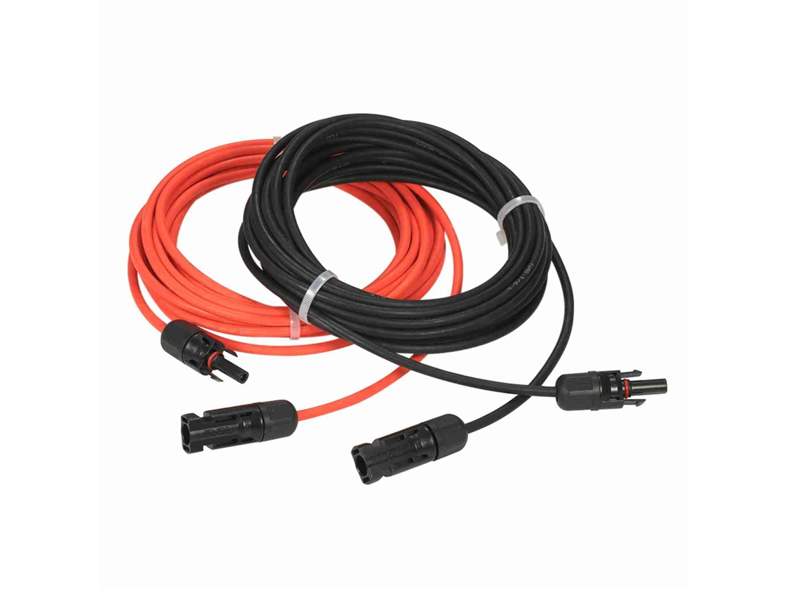 Cable De Extensión Solar 10awg De 6 Metros (20 Pies) Negro + 6 Metros (20 Pies) Rojo Con Conectores Mc4 Macho Y Hembra.