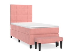 Maison Exclusive - Cama Box Spring Con Colchón Terciopelo Rosa 90x200 Cm
