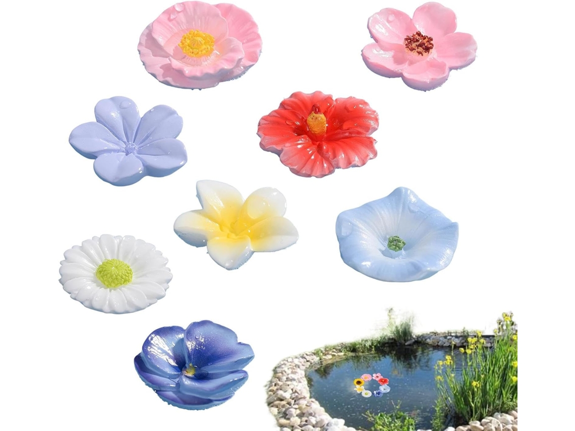 Estación De Agua - 8 Piezas Hechas De Resina, Bebederos Flotantes Para Pájaros, Flores Y Mariposas Para Estanques,