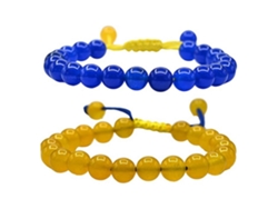 Pulsera Ucraniana Con Perlas De Cristal Natural, Ajustable, Pulsera Con La Bandera De Ucrania Hecha A Mano