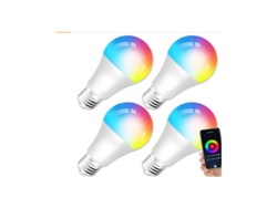 Lâmpada LED E27 - Lâmpada conectada por Wi-Fi E27 10W LED multicolorida RGB + CCT 2000K-4000K, compatível com Alexa/Google Home, hub inteligente sem necessidade de precisão, 1 unidade.
