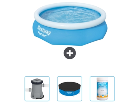 Piscina Hinchable Redonda Fast Set BESTWAY - 305 x 76 cm - Azul - Incluida Bomba - Cubrir - Cloro