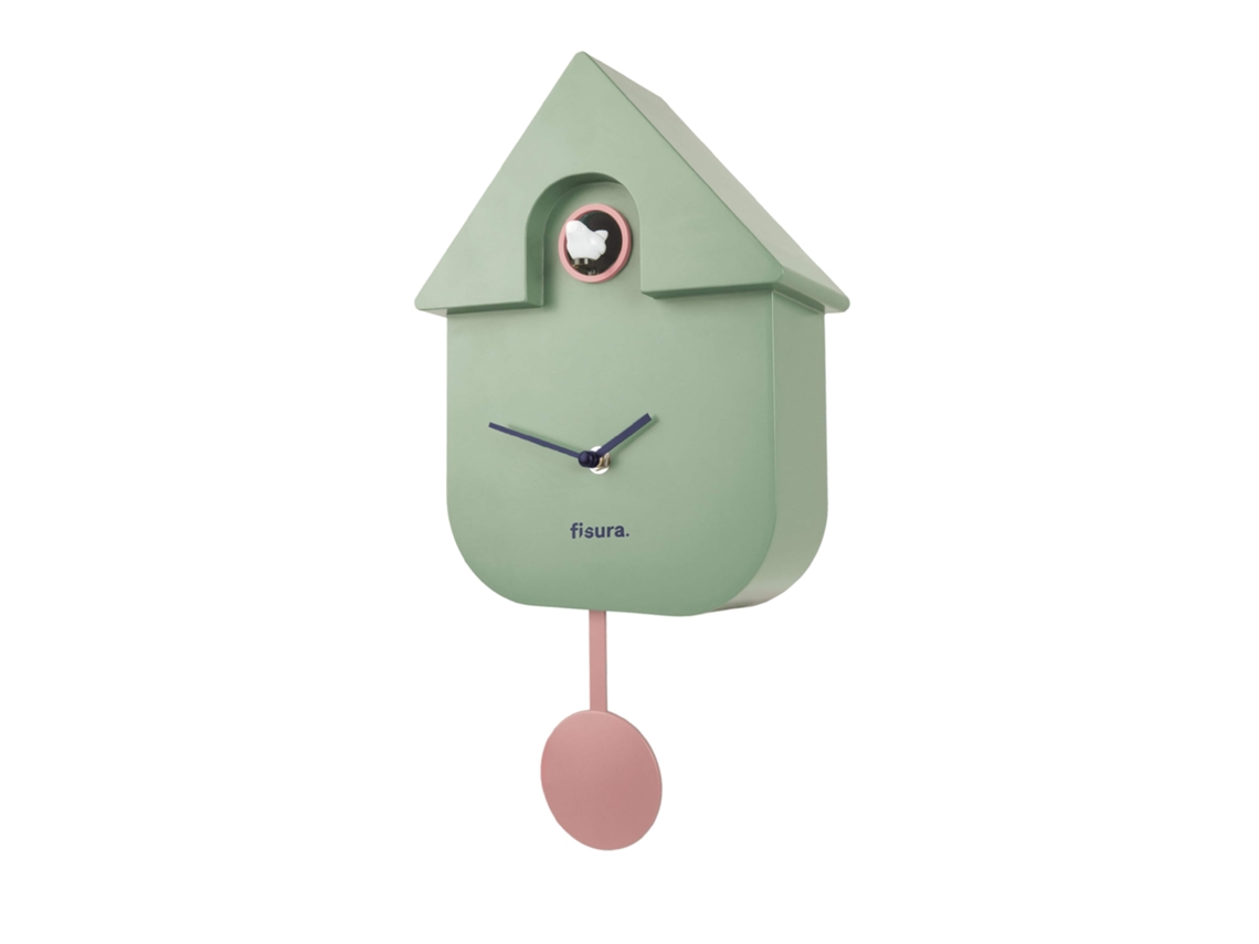 Reloj de cuco menta, rosa y blanco Reloj pared Reloj pared original para regalo 3 Pilas AA no incluidas Medidas: 21,5x8x41,5Plástico ABS FISURA