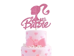KOFIHETY Estrellas brillantes para fiestas de cumpleaños, adornos para tartas de niña en rosa intenso, adornos de cartón brillante para tartas, 1 paquete de pu