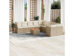 Conjunto de sofá de jardín de 11 piezas con cojines de mimbre beige DKD Home Decor