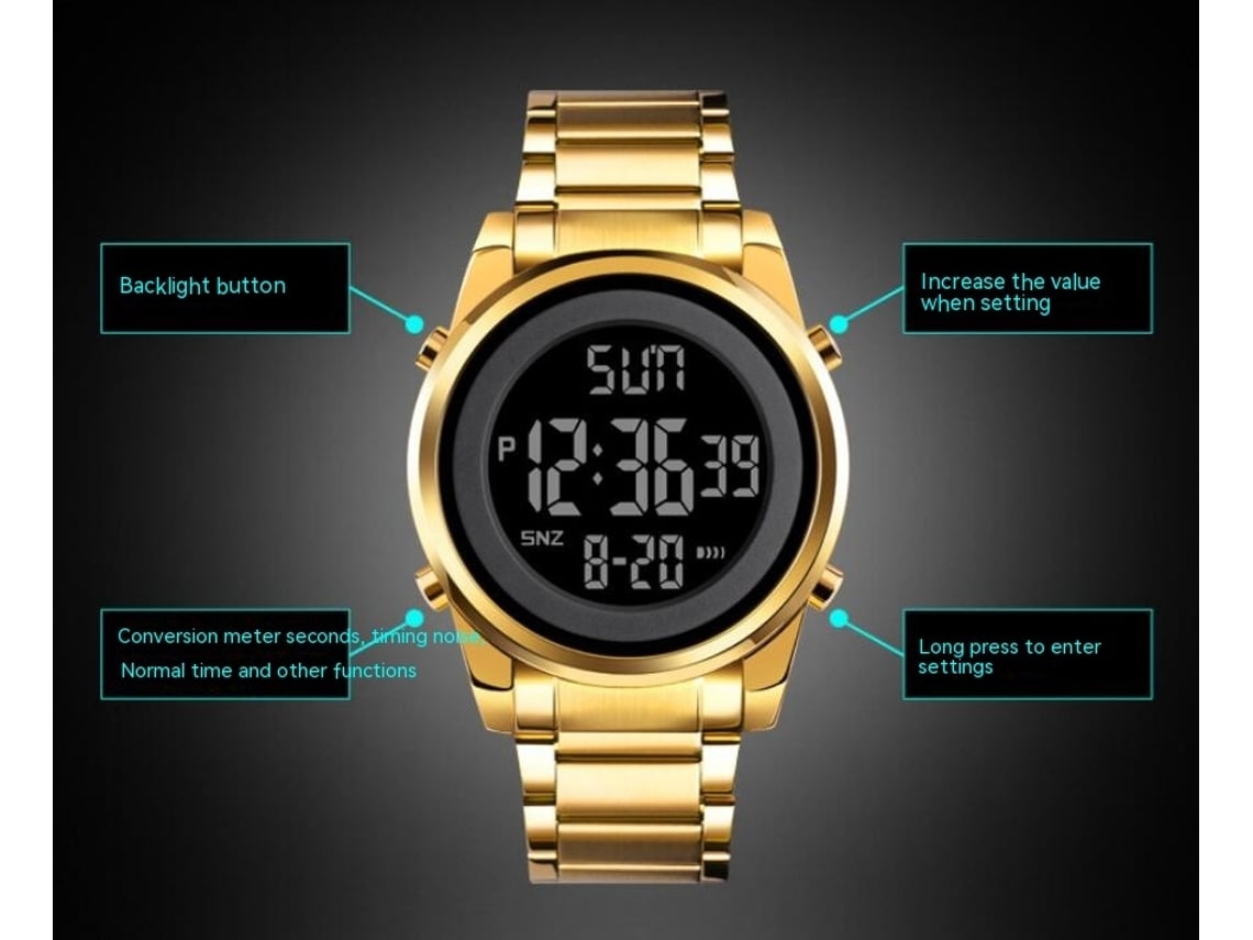 Reloj digital para hombre Relojes de pulsera con correa de acero