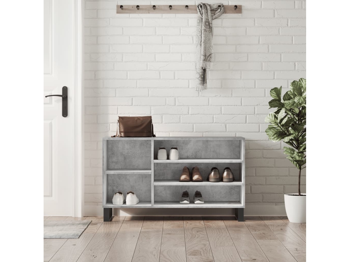 Mueble Zapatero | Armario Zapatero Madera Contrachapada Gris Hormigón 102x36x60 Cm