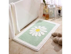 Alfombrilla De Baño Linjou Con Estampado De Flores Blancas, Fibra Superfina Suave, Antideslizante, Lavable A Máquina (azul Claro).