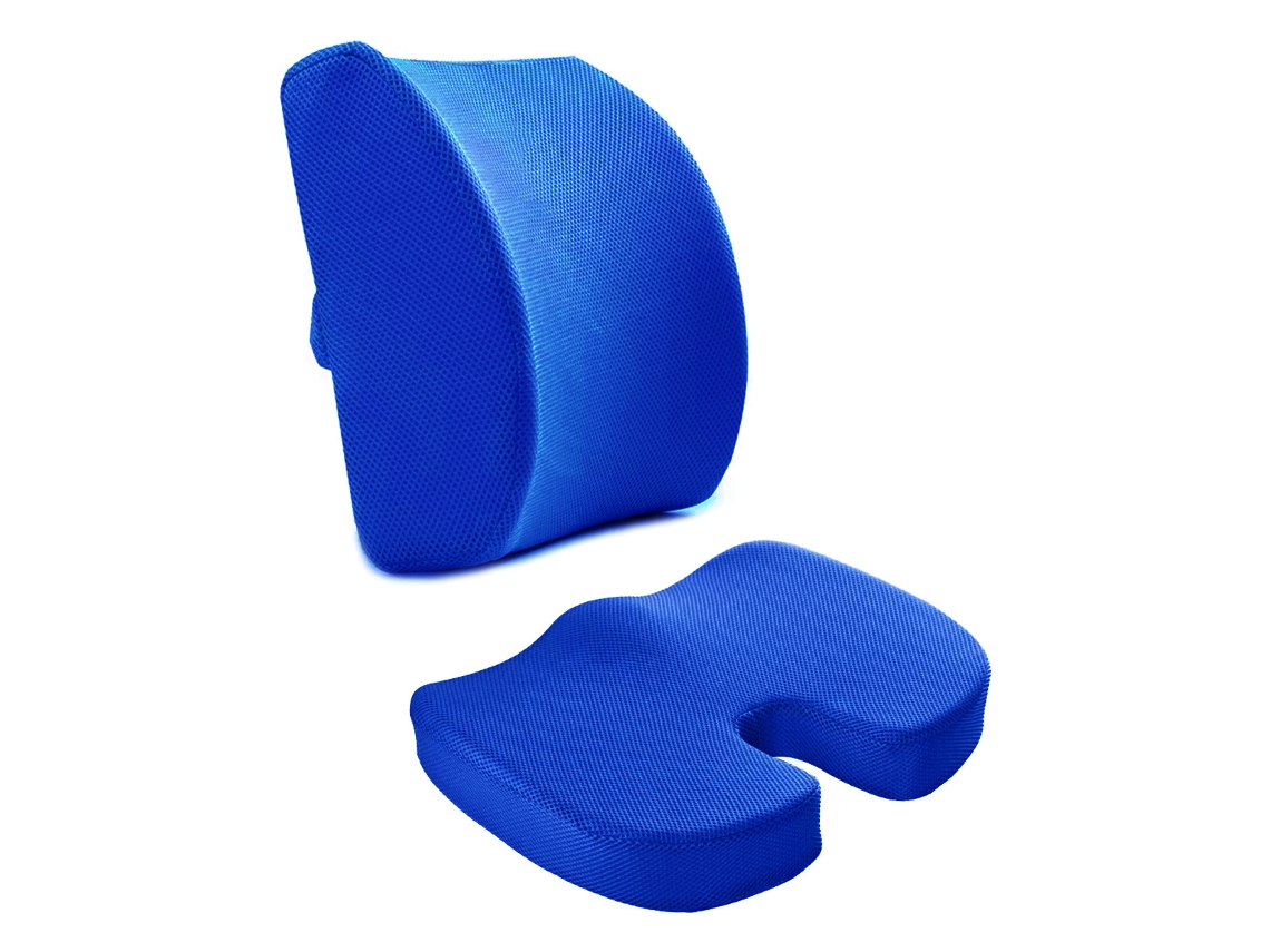 Cojín Lumbar Con Funda De Malla Transpirable, Diseño Ergonómico Para Aliviar El Dolor Lumbar Y Corregir La Postura Digitallab (azul)