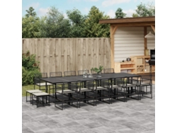 Juego de comedor de jardín de 17 piezas con cojines de mimbre negros de DKD Home Decor