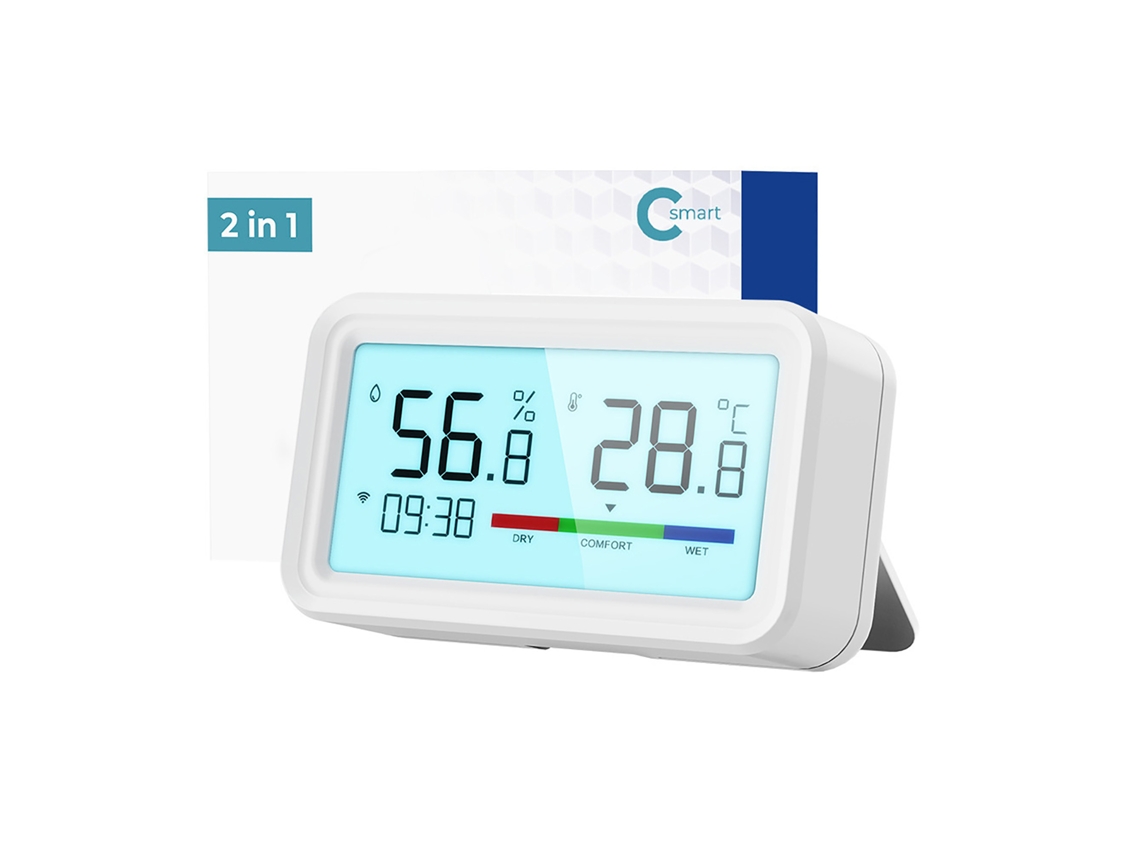 Termómetro De Humedad Inteligente Tuya Con Wifi+bt, Pantalla Lcd Retroiluminada Y Compatible Con Alexa Y Google Assistant.