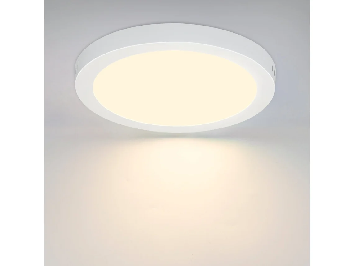 Zmh Plafones Led Plano De 18 W Para Baño - Juego De 4 Redondos Blanco Cálido 3000 K Ip44 - Lámpara De Pasillo Interior Ø 23 Cm - Moderna