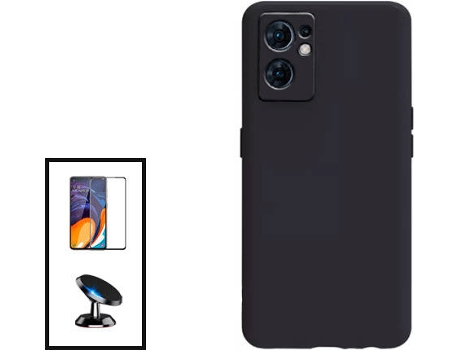 Kit Carcasa + Protector de Pantalla + Soporte Oppo Reno7 5G GIFT4ME Negro