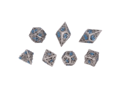 Ats-set De 7 Dados Huecos De Latsón Poliedros Con Números Azules Para Juegos Bonitos De Dados