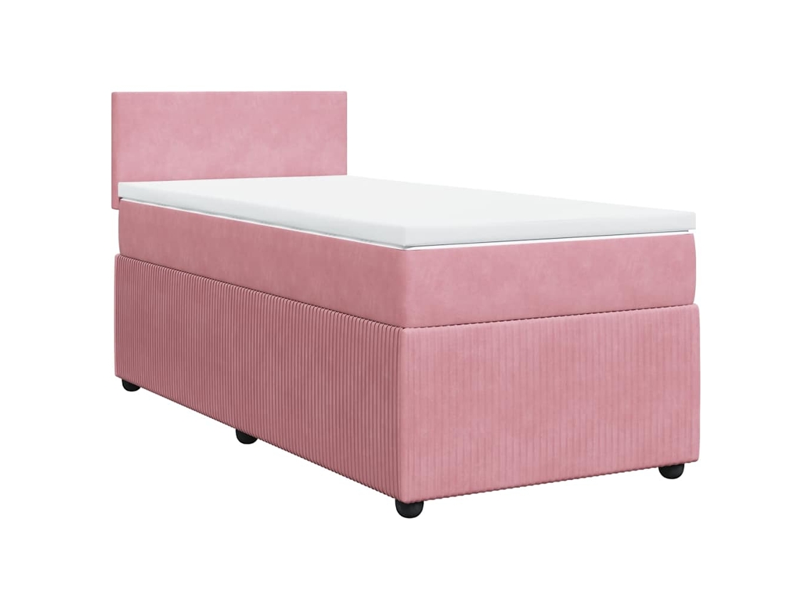 Maison Exclusive - Cama Box Spring Con Colchón Terciopelo Rosa 90x200 Cm