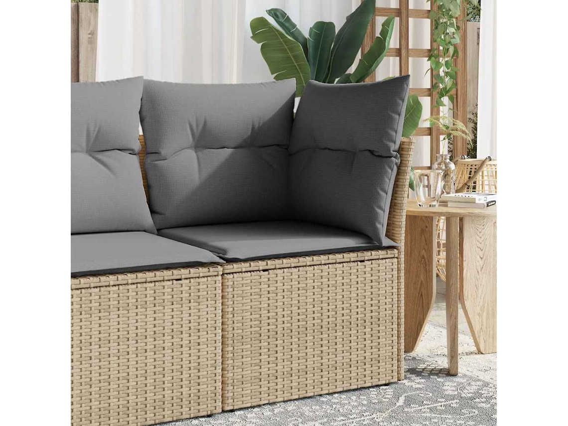 Silla de jardín sin reposabrazos con cojines de mimbre beige PE Dkd Home Decor