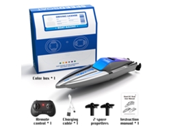 Barco Teledirigido 2.4g, Resistente Al Agua, Recargable, Para Piscinas Y Lagos, Mini Barco Para Niños Y Adultos, Azul.