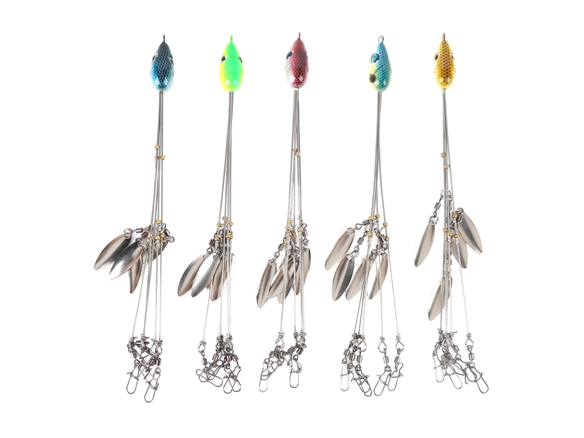 Kit De 5 Señuelos De Pesca Con Accesorios De Acero Inoxidable Anti-morado De Alta Flexibilidad Para La Pesca De Lubina.