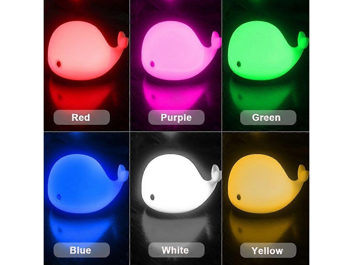 Luz nocturna LED infantil con forma de delfín, recargable por USB, de silicona, ideal para la habitación de los niños - Rosewell