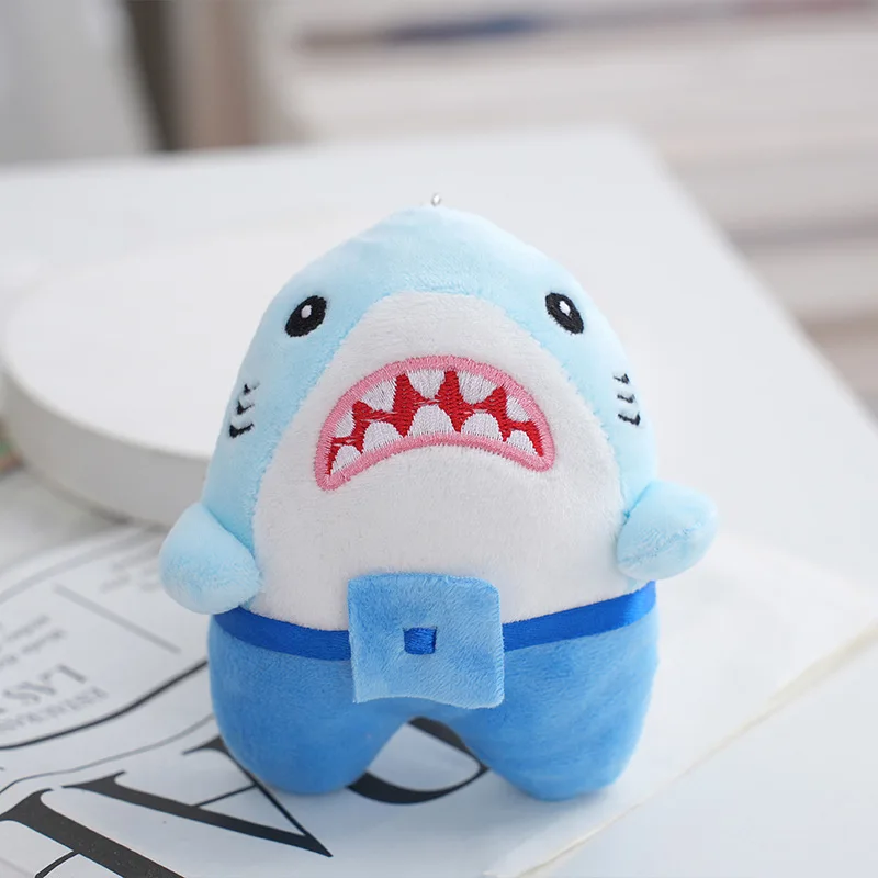 (azul) Llavero De Peluche Con Colgante De Tiburón Feroz