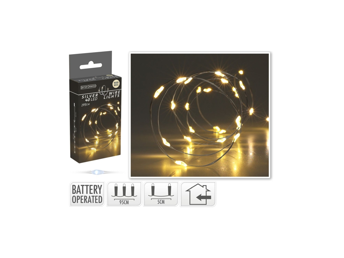 Guirnalda LEDKIA de Alambre Led A Pilas Blanco Cálido (200 cm)